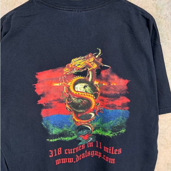 VTG Y2K Biker Snake Dragon T Shirt Sz XL Black Choppers Ride Deals Gap NC - Picture 7 of 7